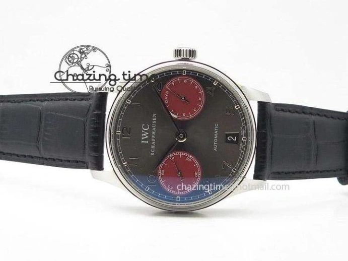 MIROTIME 0406 Portuguese Real PR IW500126 ZF 1:1 Best Edition Grey Red Dial On Black Leather Strap A52010 V Resilient 7333